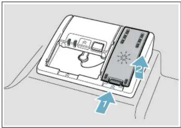 Diagram of a device with labeled parts and directional arrows indicating components