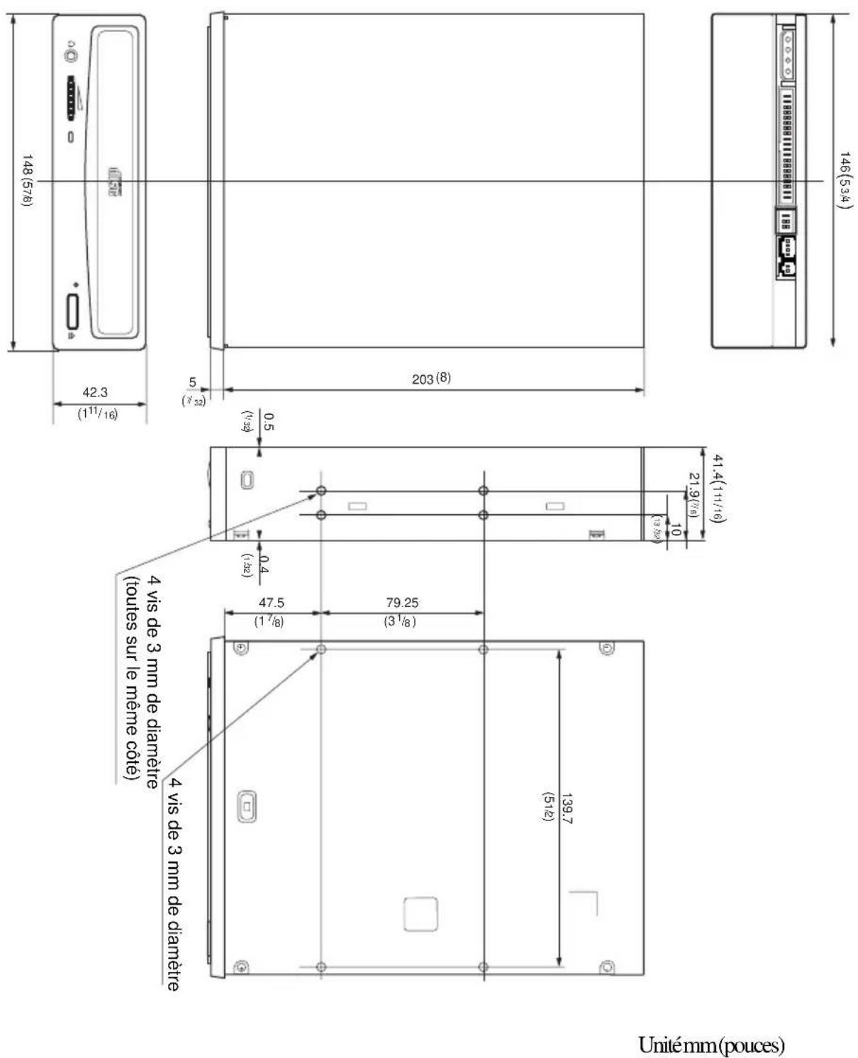 SONY CDU701 - Diagramme des dimensions - 1