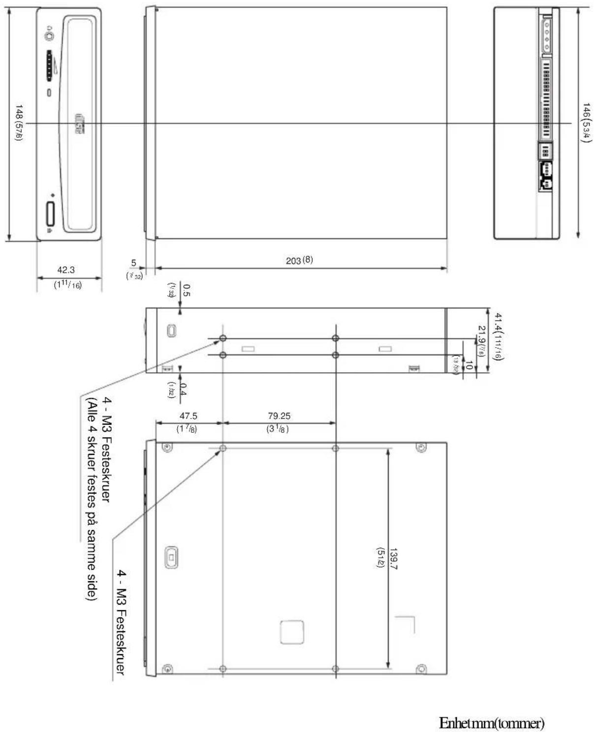 SONY CDU701 - Storrelsesdiagram - 1
