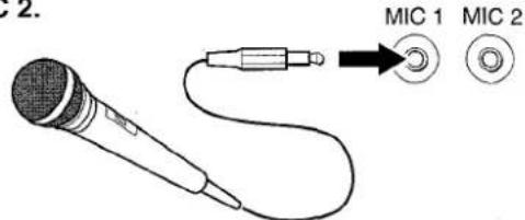 AIWA CXNMT70 - Conecte sus microfonos a las tomas MIC 1 y MIC 2. MIC 1, MIC 2 - 1