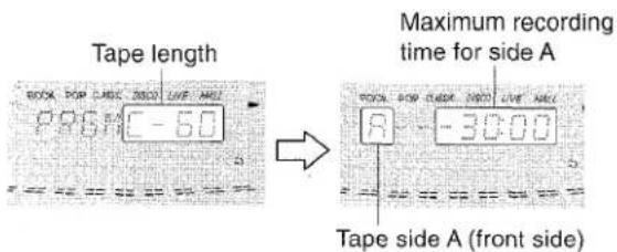 AIWA CXNMT90 - Press the ◀◀ or ▶▶ button to designate the tape length. - 1