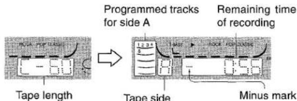 AIWA CXNMT240 - Press numbered buttons 0-9 on the remote control to designate the tape length. - 1