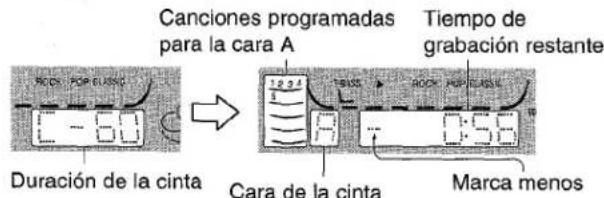 AIWA CXNMT240 - Pulse los botones numerados 0-9 del control remoto para designar la duración de la cinta. - 1