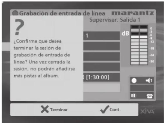 MARANTZ DH9500 - Cómo finalizar una sesión de grabación de entrada de línea - 1
