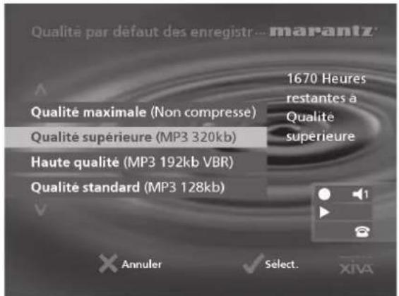 MARANTZ DH9500 - Qualité par défaut des enregistrements - 1