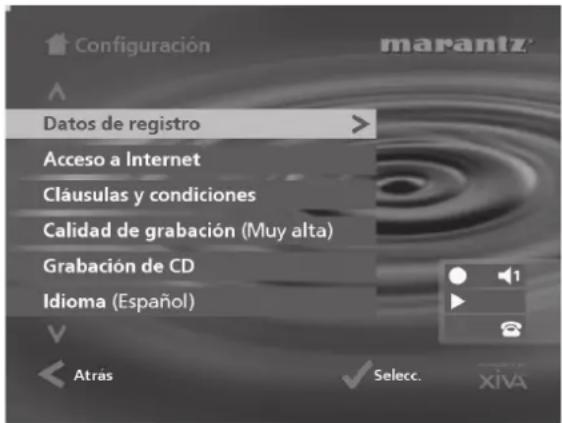 MARANTZ DH9500 - Para abrir el menú Configuración - 1