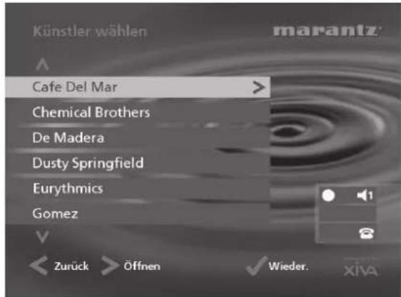 MARANTZ DH9500 - So durchsuchen Sie die Bibliothek nach Künstlern - 1