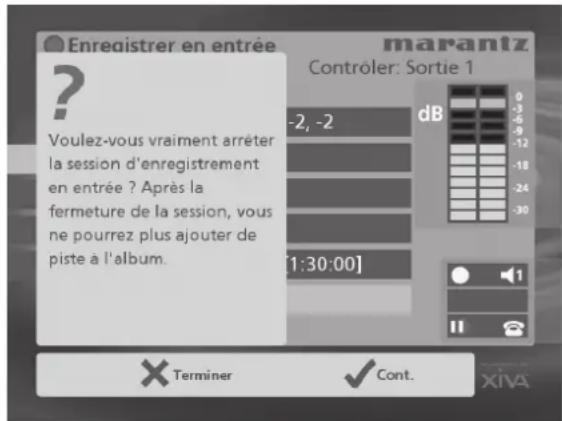 MARANTZ DH9500 - Clôture d'une session d'enregistrement via une entrée haut niveau - 1