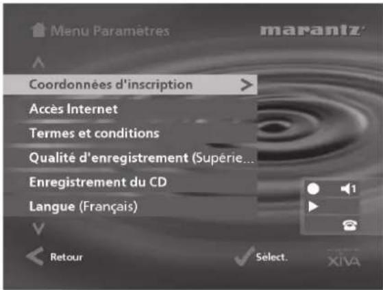 MARANTZ DH9500 - Pour afficher le menu Paramètres - 1