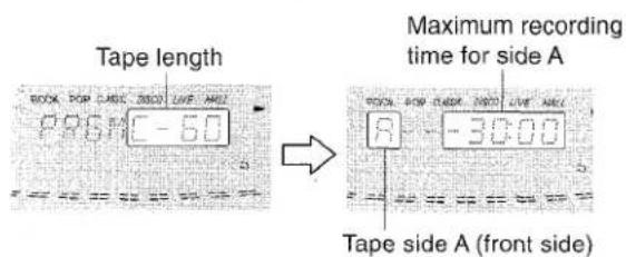 AIWA NSXMT90 - Press the  or  button to designate the tape length. - 1