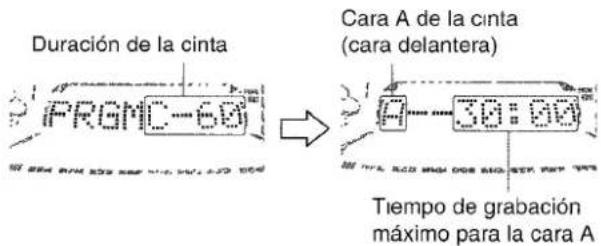 AIWA NSXMT725 - Pulse los botones numerados del control remoto para designar la duración de la cinta. - 1