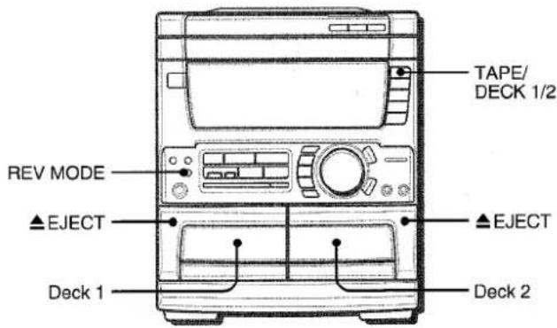 TAPE/ DECK 1/2 REV MODE ▲EJECT ▲EJECT Deck 1 Deck 2