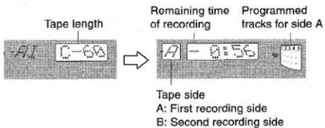 AIWA NSXMT321 - Press numbered buttons 0-9 on the remote control to designate the tape length. - 1