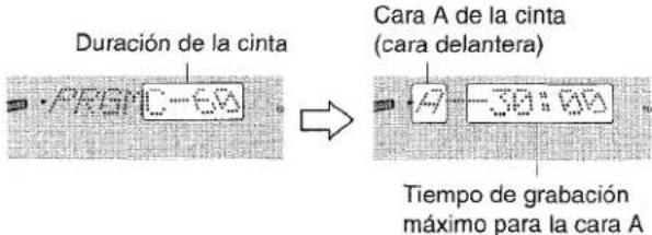 AIWA NSXMT321 - Pulse los botones numerados del control remoto para designar la duración de la cinta. - 1