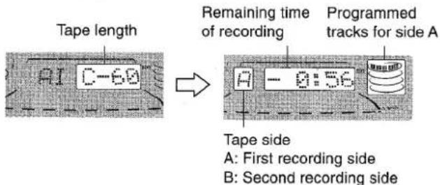 AIWA NSXMT721 - Press numbered buttons 0-9 on the remote control to designate the tape length. - 1