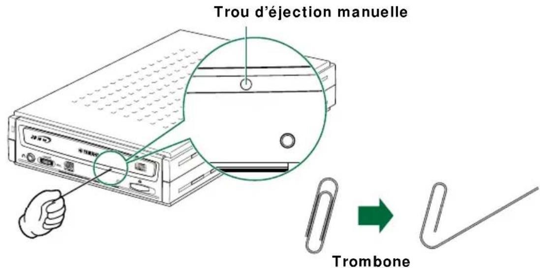 YAMAHA CRW2200UX - Ejection d'urgence d'un disque - 1