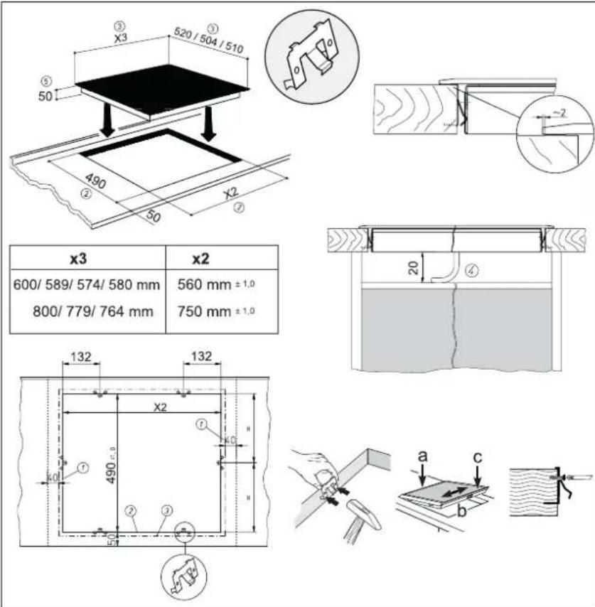 TEKA GKST 60 I4 Basic - Découpe du plan de travail - 1