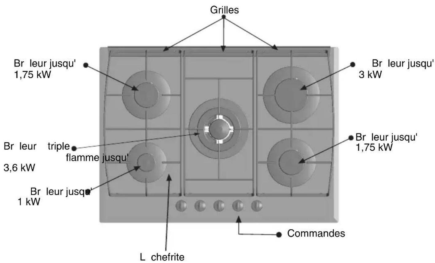 CONSTRUCTA CA28390 - Ainsi se présente votre table de cuisson : - 2