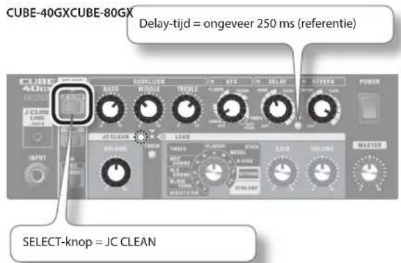 CUBE-40GXCUBE-80GX Delay-tijd = ongeveer 250 ms (referentie) SELECT-knop = JC CLEAN