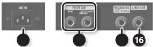 AC IN FOOT SW 16 RECORDING LINE OUT OUT/PHASES 16'