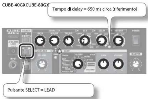 CUBE-40GXCUBE-80GX Tempo di delay = 650 ms circa (riferimento) Pulsante SELECT = LEAD
