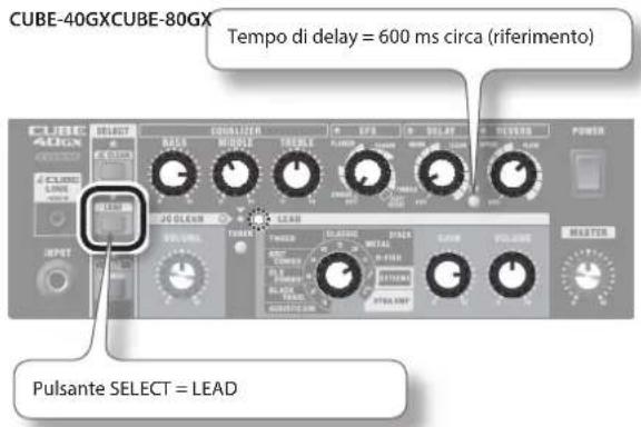 Tempo di delay = 600 ms circa (riferimento) Pulsante SELECT = LEAD
