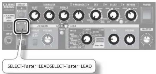 CLUBE HOLD EQUALDER BASO MODULE THREE PRISSENCE LFA DELAY REVER POWER CLUBE LINE 1000 V JG CLEAR LEAD INPUT MOUNT VOLUME TIME TWEDD CLASSIVE STRAW METAL SAND VOLUME MASTER SELECT-Taster=LEADSELECT-Taster=LEAD