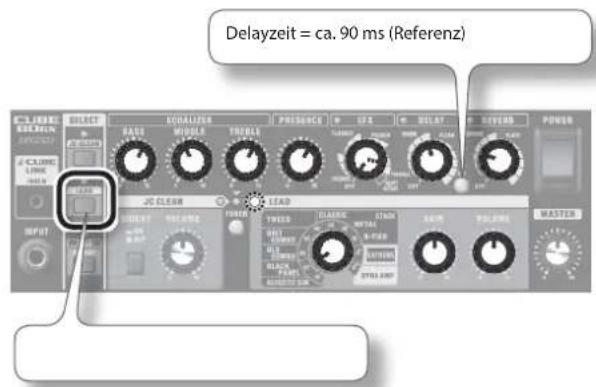 Delayzeit = ca. 90 ms (Referenz) CLUBER ECKLN SELECT BASE MIDDLE TROCOL PRESUCE STK DELAY REVERB POWER JC CLESH FADE LEAD TREAD CLASSIC STOCK SINN PULSE MASTER