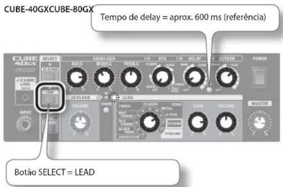 CUBE-40GXCUBE-80GX Tempo de delay = aprox. 600 ms (referência) Botão SELECT = LEAD