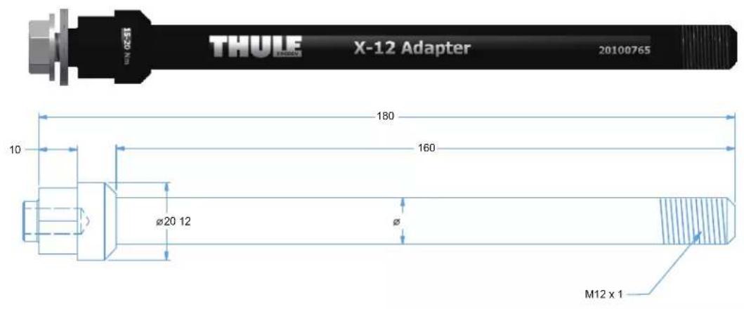 THULE Bicycle Trailer Kit - Tenga en cuenta los siguientes datos sobre el eje pasante: - 2