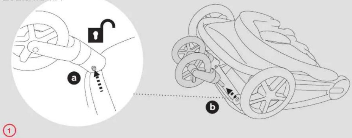 Diagram illustrating a car seatbelt mechanism with labeled parts and step indicators (a and b)