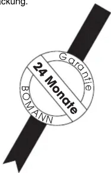 BOMANN CB 148 - Wir übernehmen für dieses Gerät 24 Monate Garantie zu den nachstehenden Bedingungen. - 1