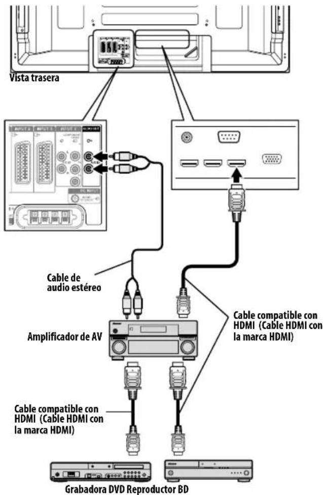 PIONEER PDP5080XA - Conexión de un amplificador de AV/grabadora DVD/reproductor BD - 1