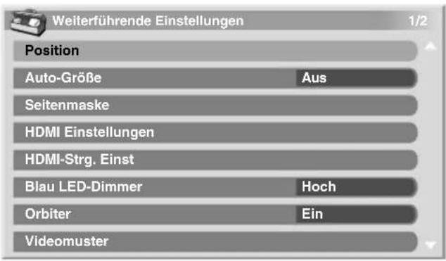 PIONEER PDP4280XA - Über die Menüs "Weiterführunge Einstellungen" - 1