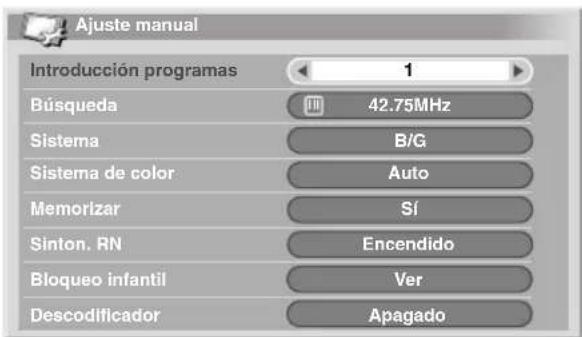 PIONEER PDP4280XA - Configuración manual de los canales de TV analógicos - 1