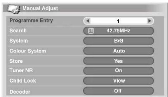 PIONEER PDP4280XA - Setting up analogue TV channels manually - 1