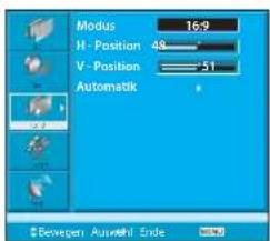 Modus 16:9 H - Position 49 V - Position 51 Automatik 3.0 2.0 3.0 Devegen Auswähl Ende 8