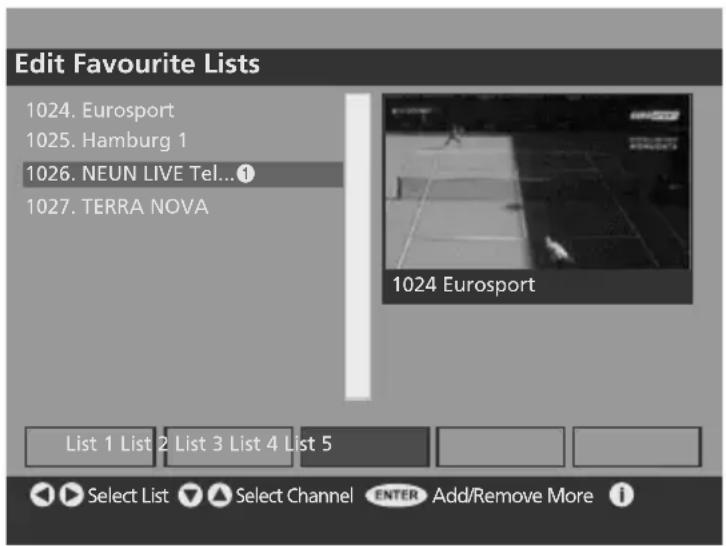 SALORA LCD2237TN - Favourite Service Lists - 1