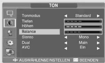 SALORA LCD2037TNDVX - Einstellen der Balance - 1