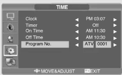 SALORA LCD2037TNDVX - Selecting the ON Timer Channel - 1