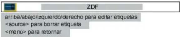 ZDF arriba/abajo/izquierdo/derecho para editar etiquetas para borrar etiqueta para retornar