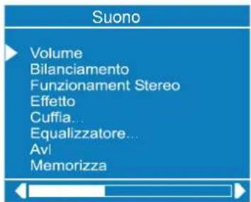 Suono Volume Bilanciamento Funzionament Stereo Effetto Cuffia... Equalizzatore... Avl Memorizza