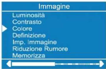 Immagine Luminosità Contrasto Colore Definizione Imp. Immagine Riduzione Rumore Memorizza