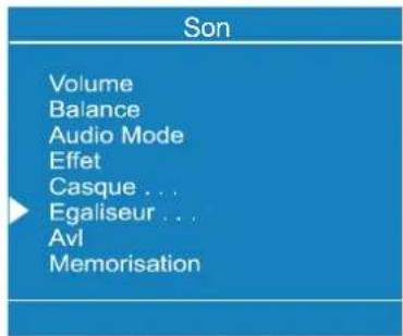 Son Volume Balance Audio Mode Effet Casque . . . Egaliseur . . . Avl Memorisation