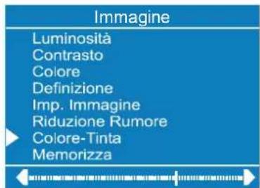 Immagine Luminosità Contrasto Colore Definizione Imp. Immagine Riduzione Rumore Colore-Tinta Memorizza