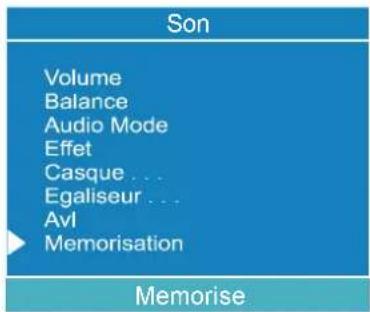 Son Volume Balance Audio Mode Effet Casque ... Egaliseur ... Avl Memorisation Memorise