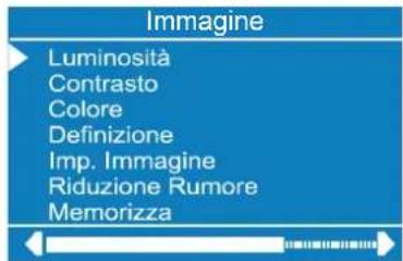 Immagine Luminosità Contrasto Colore Definizione Imp. Immagine Riduzione Rumore Memorizza