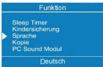 Funktion Sleep Timer Kindersicherung Sprache Kopie PC Sound Modul Deutsch