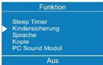 Funktion Sleep Timer Kindersicherung Sprache Kopie PC Sound Modul Aus