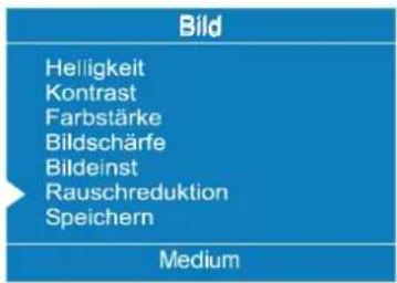 Bild Helligkeit Kontrast Farbstärke Bildschärfe Bildeinst Rauschreduktion Speichern Medium